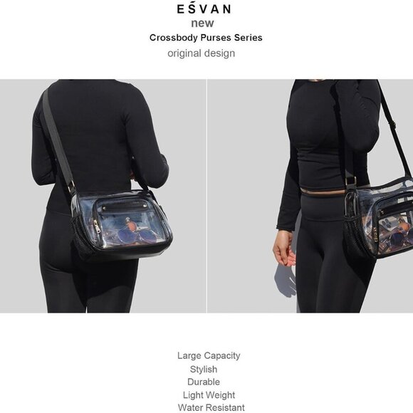 Spacious Clear Crossbody Tote for Women - Ideal for Events, Adjustable 24" Strap - Picture 5 of 7